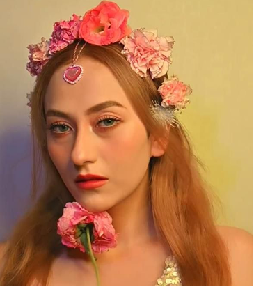 Floral Korean bridal makeup look